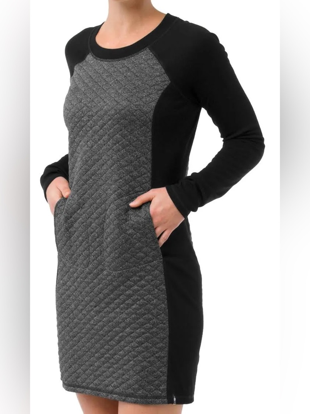 Smartwool Merino Wool Quilted Base Layer Long Sleeve Top Black Gray Women’s M